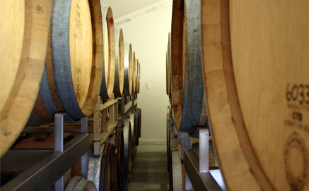 close up of wine barrels