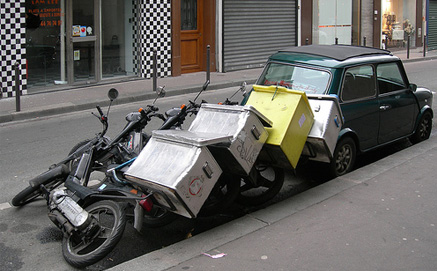 Messenger bikes fallen over