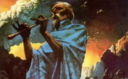 drawing of man playing pipe